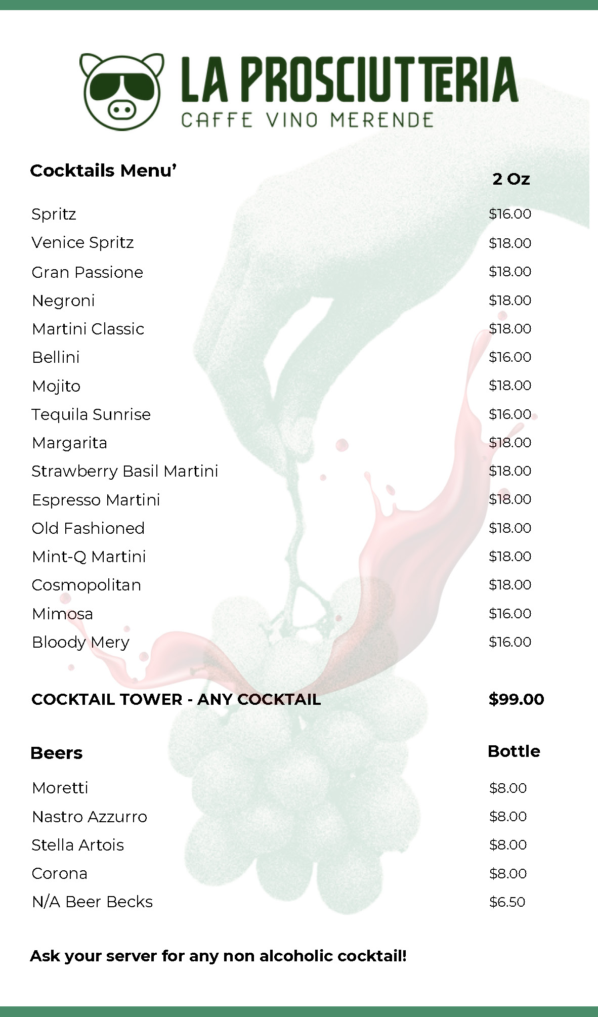 Cocktails Menu